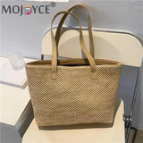 Woven PU Leather Shoulder Tote Bag for Women
