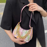 Casual Ladies Handbags Thick Chain Commute Bag PU Leather Shoulder Bag