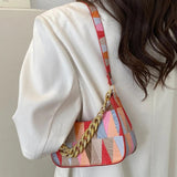 Casual Ladies Handbags Thick Chain Commute Bag PU Leather Shoulder Bag