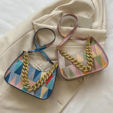 Casual Ladies Handbags Thick Chain Commute Bag PU Leather Shoulder Bag