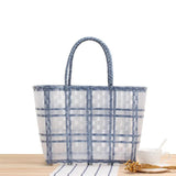 Women's PVC Handwoven Handbag Transparent Check Vegetable Basket Bag
