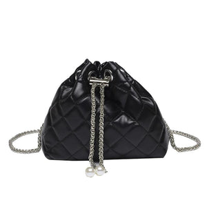 Embroidery Thread PU Handbags Chain Bucket Clutch Purse Shoulder Bag