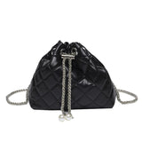 Embroidery Thread PU Handbags Chain Bucket Clutch Purse Shoulder Bag