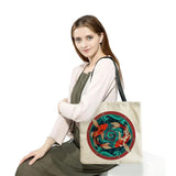 Customizable Foldable Tote Bag Koi Portable Travel Handbag Chinese Style