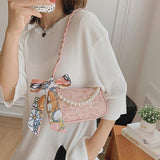 Cartoon Printed Shoulder Bag Lightweight Clutch with Scarf