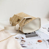 Straw Woven Shoulder Crossbody Messenger Bag for Women