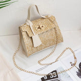 Straw Woven Shoulder Crossbody Messenger Bag for Women