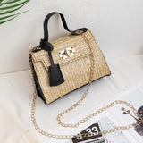 Straw Woven Shoulder Crossbody Messenger Bag for Women