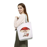 Mushroom Printed Plant Tote Reusable Bag
