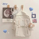 Preppy Style Large Capacity Nylon Backpack