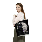 Female Cats 3D Tote Shoulder Bag High Capacity Foldable Shopping