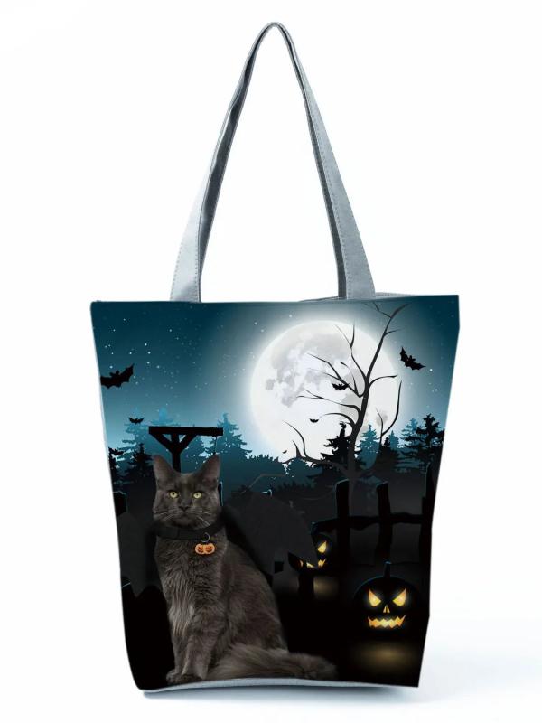 Female Cats 3D Tote Shoulder Bag High Capacity Foldable Shopping