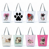 Customizable Pug Paw Funny Print Women Shopper Bag Handbag