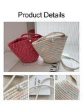 Women Beach Bucket Bag Straw Woven Purses Handbags Crochet Knitting