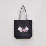 Polyester Handbag Halloween Tote Female Shoulder Bag Skull Floral Pattern