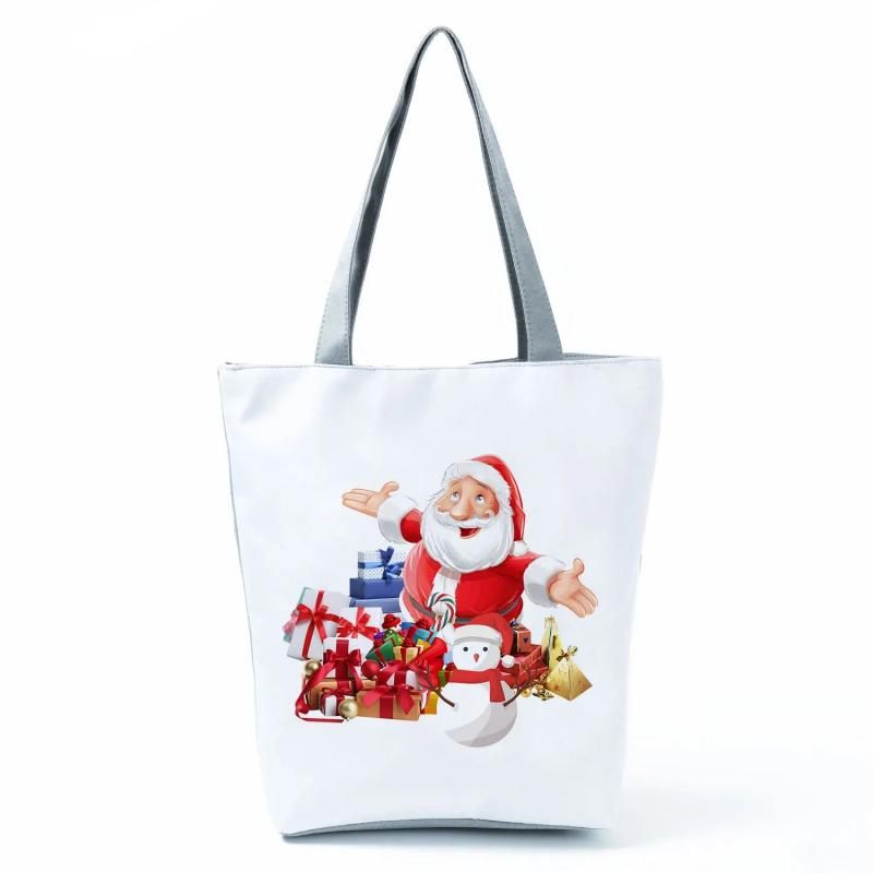 Santa Claus Snowman Printed Handbag Christmas Gift Bag