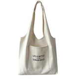 Pattern Printing Beige Tote Bag