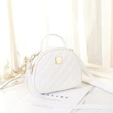 Leather Shoulder Bag Round Small Handbag Crossbody Bag