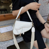 PU Leather Saddle Crossbody Bag Short Handle Casual Shoulder Handbags Female