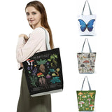 Mushroom Printed Reusable Shopping Bag Female Pattern Floral Shoulder Bag