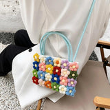 Bohemian Style Shoulder Bag with Colorful Flower Decor