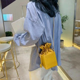 Women's Drawstring Bucket Crossbody Bag with Chain Strap