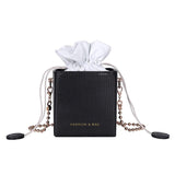 Women's Drawstring Bucket Crossbody Bag with Chain Strap