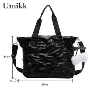 Casual Messenger Bag with PomPom and Large Capacity