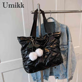 Casual Messenger Bag with PomPom and Large Capacity