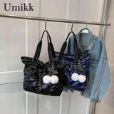 Casual Messenger Bag with PomPom and Large Capacity