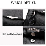 Women PU Leather Travel Backpack Large Capacity School Bag