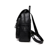 Women PU Leather Travel Backpack Large Capacity School Bag