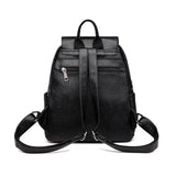 Women PU Leather Travel Backpack Large Capacity School Bag