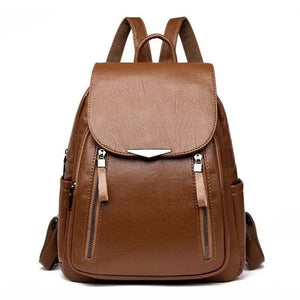 Women PU Leather Travel Backpack Large Capacity School Bag