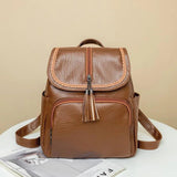 Soft Leather Ladies Backpack Shoulder Bag Large Capacity Travel School Bag