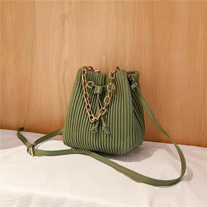 Western Style Pleated Chain Shoulder Bag Crossbody Small Bag