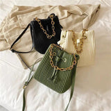 Western Style Pleated Chain Shoulder Bag Crossbody Small Bag