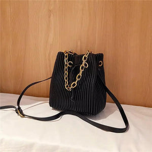 Western Style Pleated Chain Shoulder Bag Crossbody Small Bag