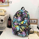 Casual Women Print Handbag Preppy Style Cartoon Graffiti Large Capacity Backpack