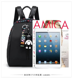 Ribbon Ladies Backpack Bear Cartoon Nylon Waterproof Casual Travel Knapsack