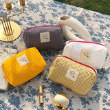 Quilted Cosmetic Bag Portable Makeup Toiletry Bag