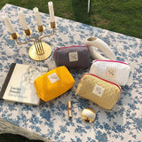 Quilted Cosmetic Bag Portable Makeup Toiletry Bag