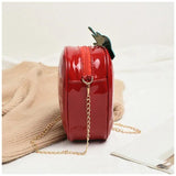 Strawberry Shape Shoulder Bag Pu Leather Chain Crossbody Bag