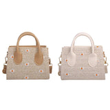 Woven Daisy Embroidery Shoulder Bag