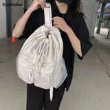 Canvas Drawstring Backpack Large School Bag