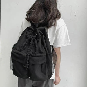 Canvas Drawstring Backpack Large School Bag
