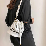 Letter Bucket Bag PU Leather Shoulder Handbag Wallet Shopping B