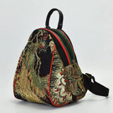 Retro National Peacock Embroidery Canvas Backpack Girls Mini Bag