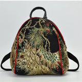 Retro National Peacock Embroidery Canvas Backpack Girls Mini Bag