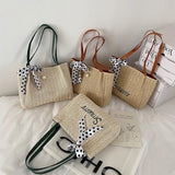 One-Shoulder Straw Woven Beach Bag Large Capacity Bucket Bag